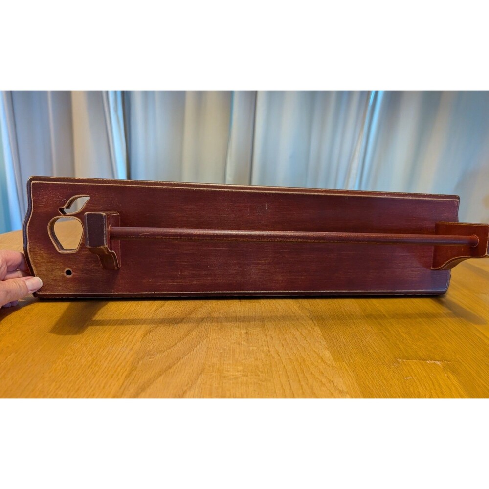 Vintage 1994 Apple Wood Towel Rack Bar Shelf Cottagecore 20" X 5"
